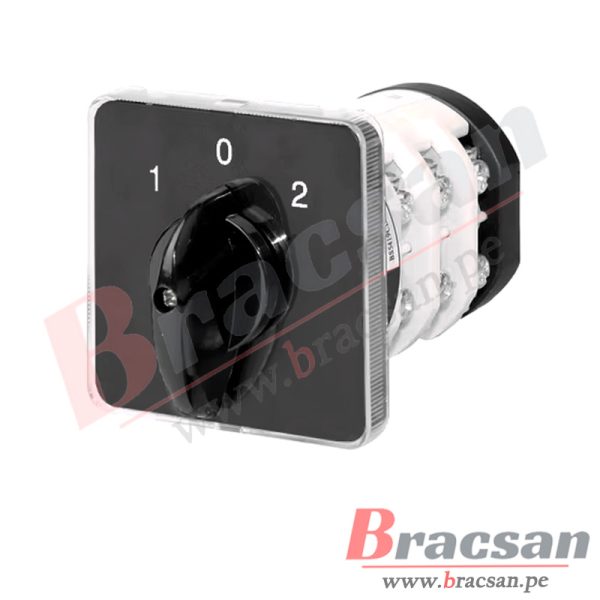 SELECTOR DE 2 PASOS (1-0-2) 20A 3 POLOS 54X54MM EP-20A CNC