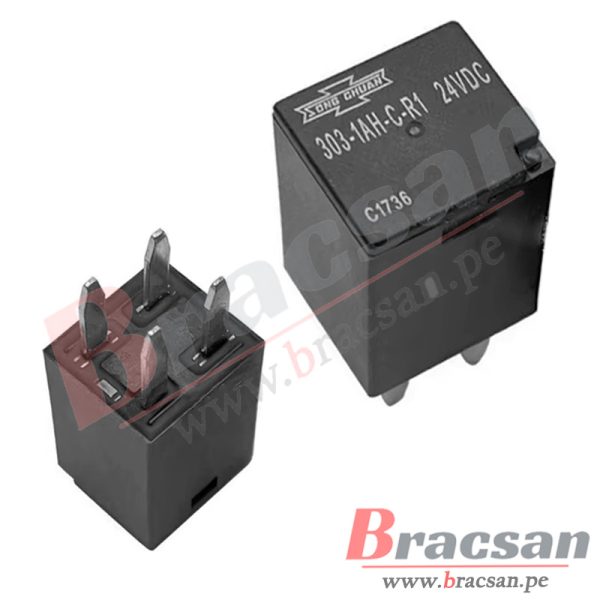 RELAY AUTOMOTRIZ 24VDC 20A SPST-NO 4 PINES SONG CHUAN 303-1AH-C-R1 24VDC