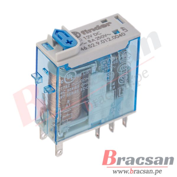 RELAY DE 12VDC 8A 250VAC DPDT 8 PINES FINDER 46.52.9.012.0040