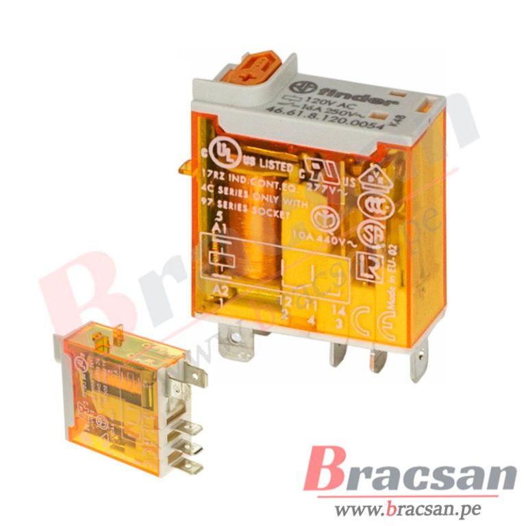 RELAY DE 120VAC 16A 250VAC SPDT 5 PINES CON LED FINDER 46.61.8.120.0054 ...
