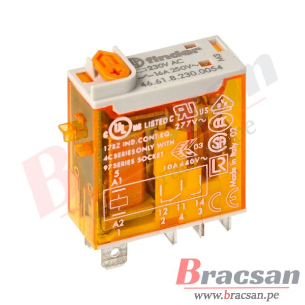 RELAY DE 230VAC 16A 250VAC SPDT 5 PINES CON LED FINDER 46.61.8.230.0054