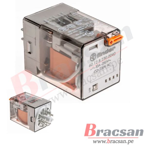 RELAY DE 230VAC 10A 250VAC DPDT 8 PINES FINDER 60.12.8.230.0040