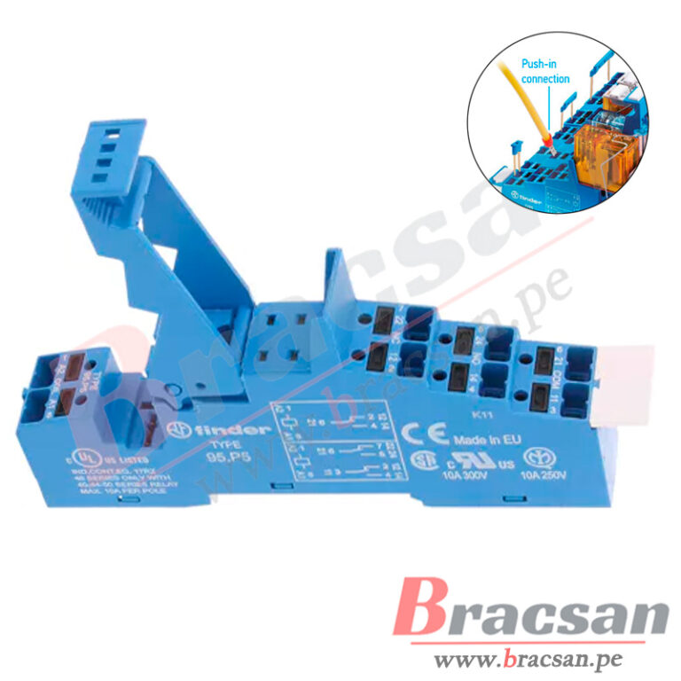 BASE PARA RELAY CONEXION RAPIDA PUSH-IN 10A 250VAC 8 PINES PARA RIEL ...