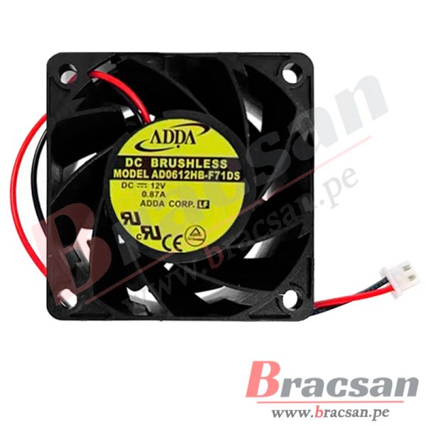 VENTILADOR 12VDC 0.87A 2 CABLES 60X60X38MM ADDA AD0612HB-F71DS
