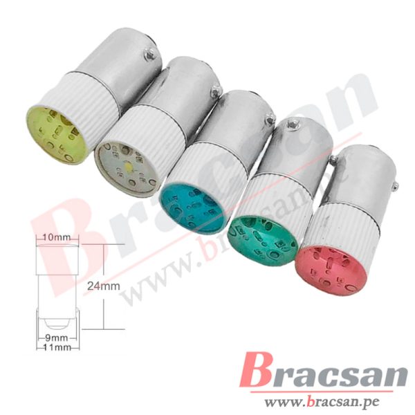 LAMPARA, BOMBILLA TIPO BAYONETA CON LED SMD 110VDC/AC 9X24MM BA9S