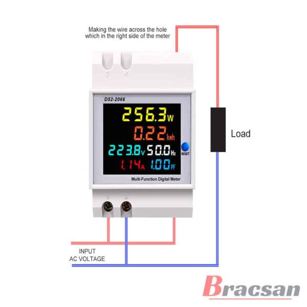 INDICADOR DIGITAL DE VOLTAJE CORRIENTE POTENCIA FRECUENCIA PARA RIEL DIN 450VAC 100A D52-2066 - Imagen 3