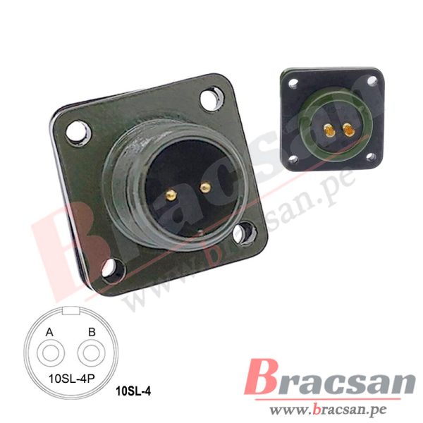 CONECTOR MILITAR AVIACION SERIE DS/MS 2 PINES MACHO CHASIS DS3102A 10SL-4P-C