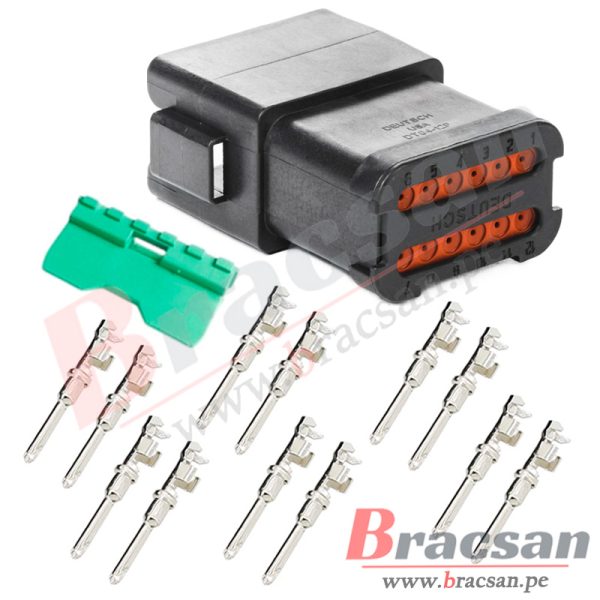 CONECTOR AUTOMOTRIZ MACHO DEUTSCH 12 PINES 20-14AWG DT04-12P-E005