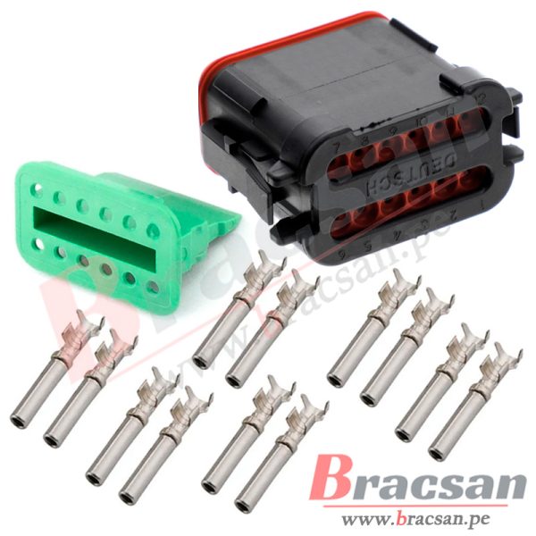 CONECTOR AUTOMOTRIZ HEMBRA DEUTSCH 12 PINES 20-14AWG DT06-12S-E005
