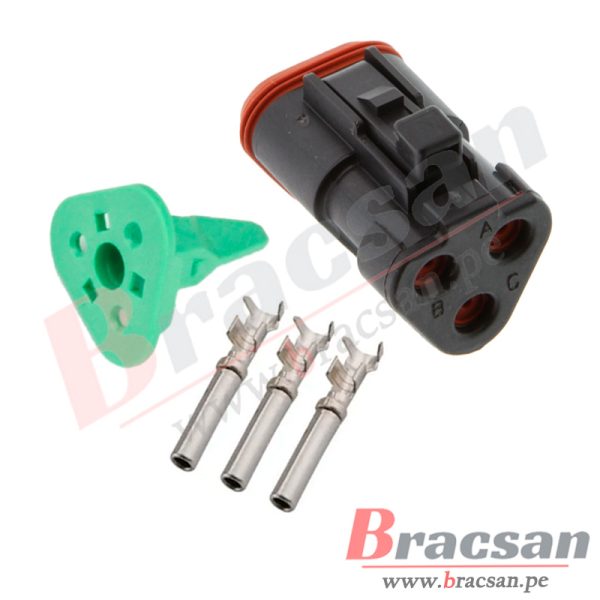 CONECTOR AUTOMOTRIZ HEMBRA DEUTSCH 3 PINES 20-14AWG DT06-3S-E005