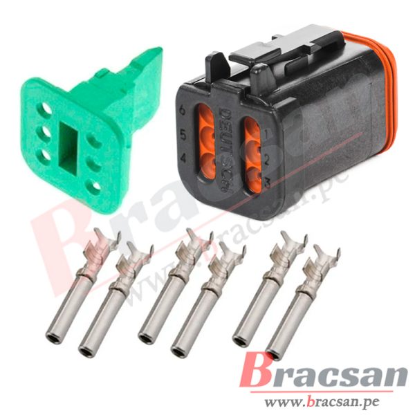 CONECTOR AUTOMOTRIZ HEMBRA DEUTSCH 6 PINES 20-14AWG DT06-6S-E005