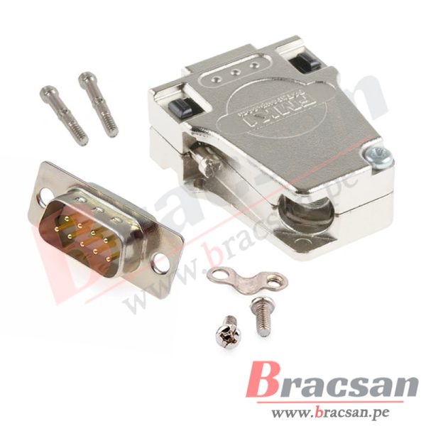 CONECTOR D-SUB SERIAL 9 PINES DB9 MACHO METALICO EN ANGULO 45 FMK1-DB9-M