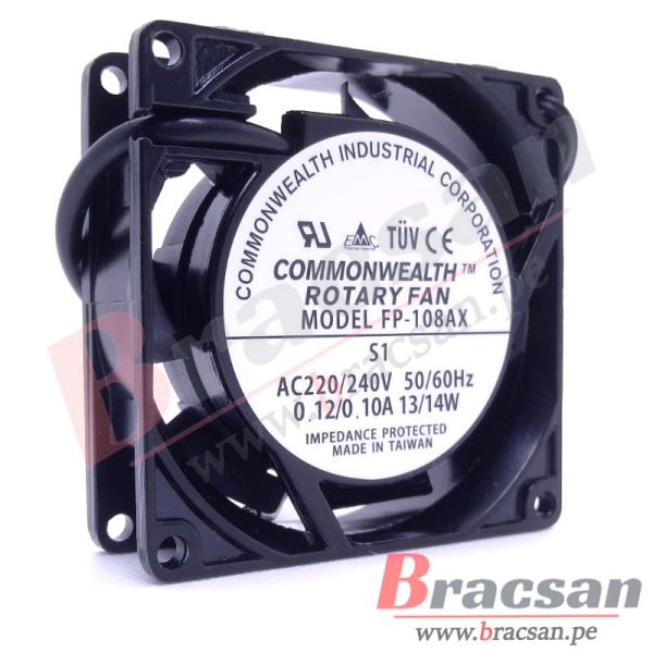 VENTILADOR 220VAC 0.12/0.10A 80X80X25MM COMMONWEALTH FP-108AX-220