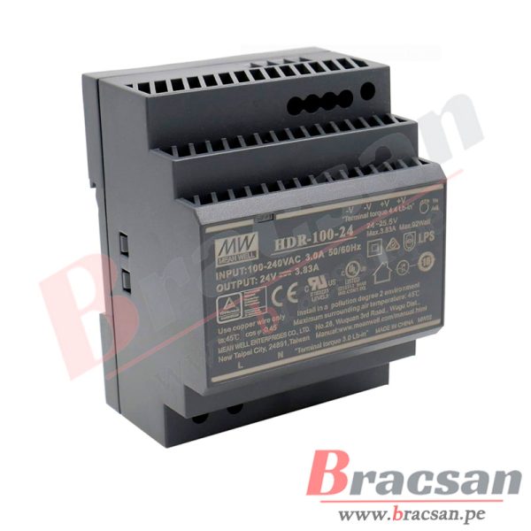 FUENTE DE ALIMENTACION 24VDC 4A RIEL DIN MEAN WELL HDR-100-24