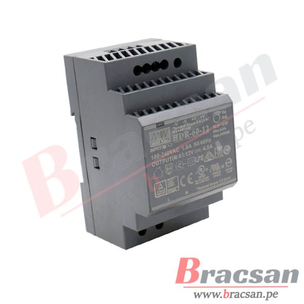 FUENTE DE ALIMENTACION 12VDC 4.5A RIEL DIN MEAN WELL HDR-60-12