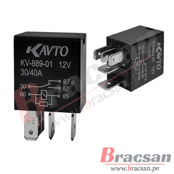 MINI RELAY AUTOMOTRIZ 12VDC 30/40A SPDT 5 PINES KAVTO KV-889-01 23-1