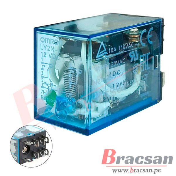 RELAY DE 12VDC 10A 110VAC DPDT 8 PINES CON LED OMRON LY2N-J-12VDC