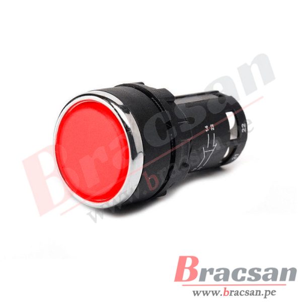 BOTON PULSADOR CON RETENCION ROJO 1NC 22MM EMAS MB200FK