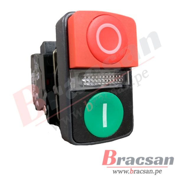 PULSADOR DOBLE CON PILOTO 220V 22MM OWEN NB5-AW84M5 1001