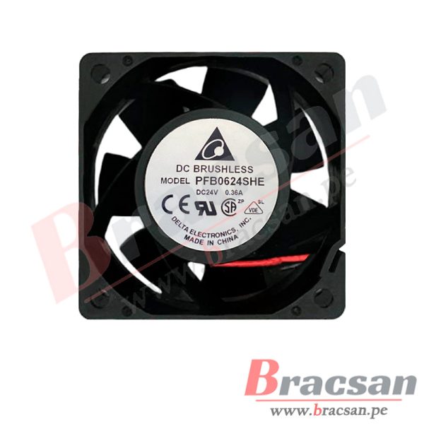 VENTILADOR 24VDC 0.36A 2 CABLES 60X60X38MM DELTA PFB0624SHE