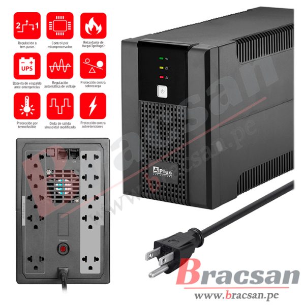 SISTEMA DE RESPALDO DE BATERIA UPS 10 TOMAS 2000VA 1200W CON CABLE 1.4MT A⁺PLUS PLUS5E-2000UN