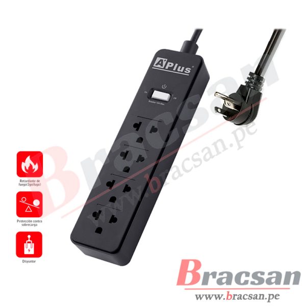 SUPRESOR DE PICO 4 TOMAS CON CABLE 1MT A⁺PLUS PLUSEXTEND 2-10A-10M