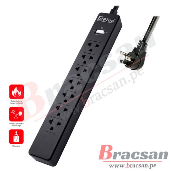 SUPRESOR DE PICO 7 TOMAS CON CABLE 1MT A⁺PLUS PLUSEXTEND 4-10A-10M