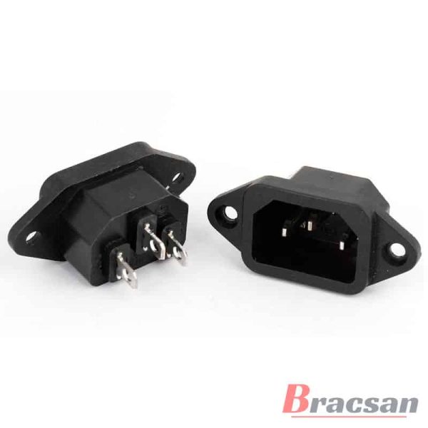 CONECTOR C14 MACHO CHASIS P/CABLE POWER 3PINES 10A/250V - RY2005