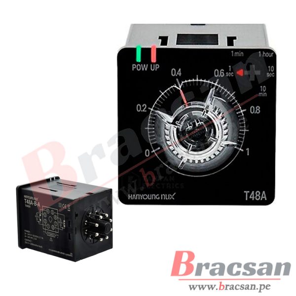 TEMPORIZADOR ANALOGICO DE 1 SEGUNDO A 1 HORA 24V-240VAC/DC ON DELAY HANYOUNG NUX T48A-1B-A