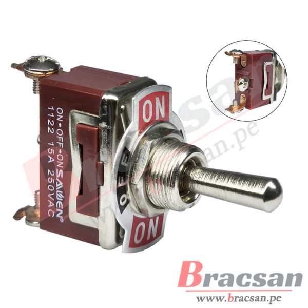 INTERRUPTOR SWITCH CODILLO DE BAQUELITA CON PALANCA 3 PINES ON-OFF-ON 15A 250VAC SAIWEN TEN1122