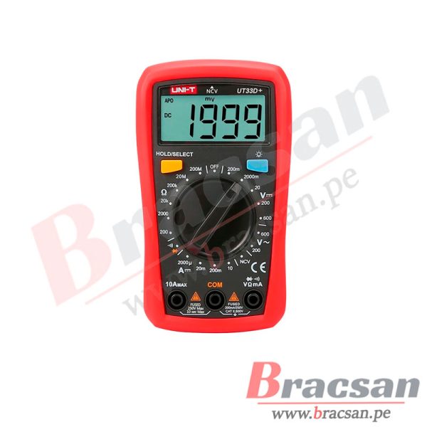 MULTIMETRO DIGITAL AC/DC 600V 10A NCV UNI-T UT-33D+