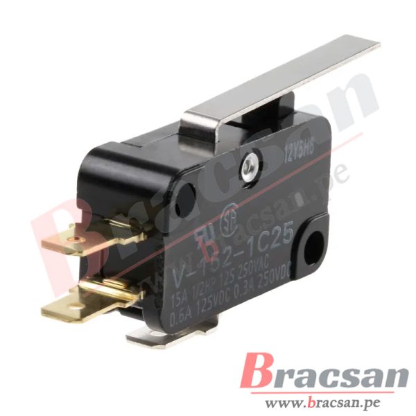 FINAL DE CARRERA MICROSWITCH 15A 250V SPDT CON PALANCA OMRON V-152-1C25