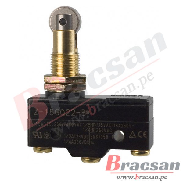 FINAL DE CARRERA MICROSWITCH 15A 250VAC SPDT PISTON CON RUEDA OMRON Z-15GQ22-B