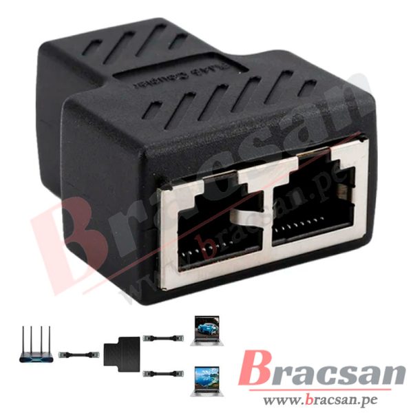 DIVISOR ADAPTADOR PARA CONECTOR RJ45 DE 1 A 2 PUERTOS GP-118(RJ45)FTP